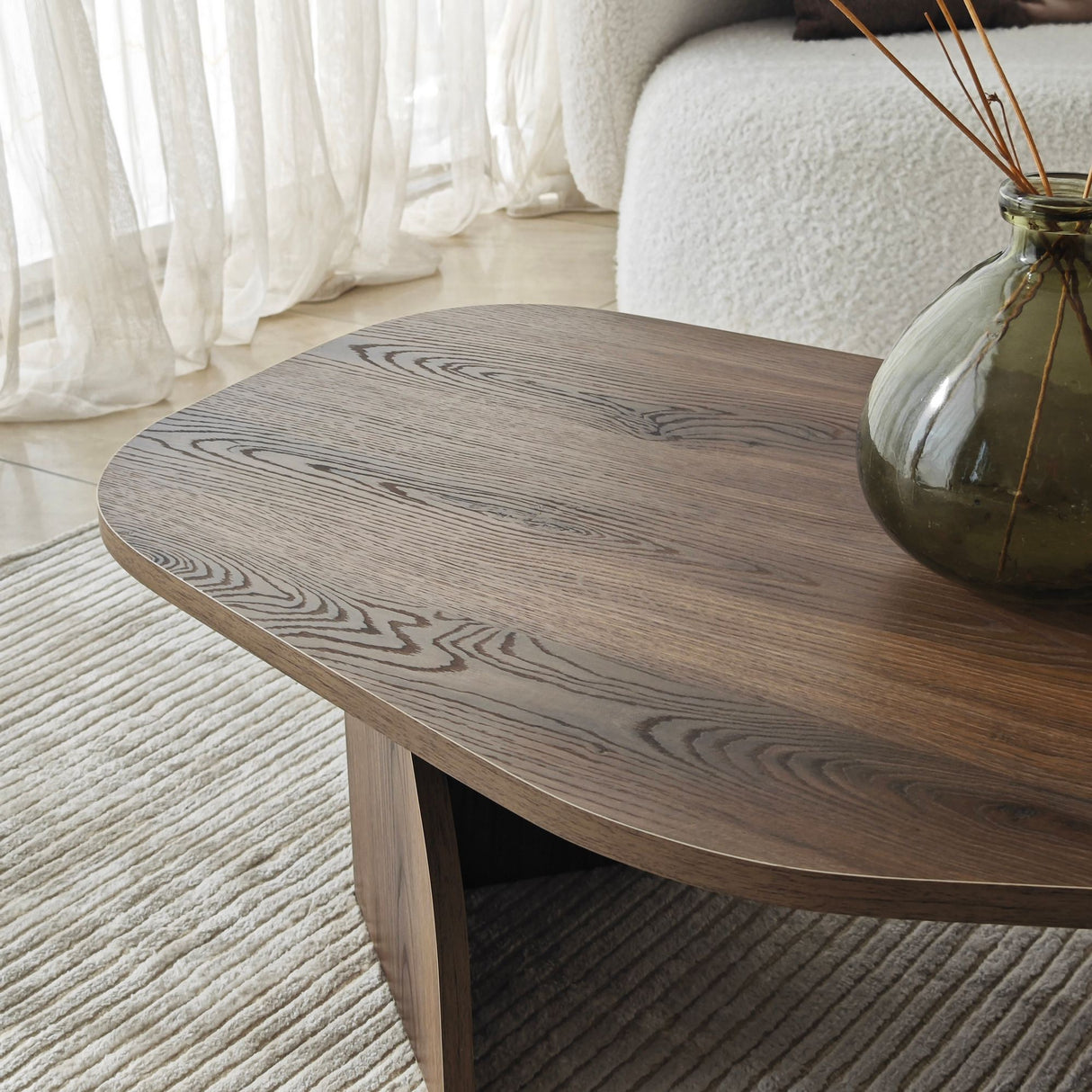 Table Basse Bio Support Mélamine Noyer Japandi - 105x65 cm