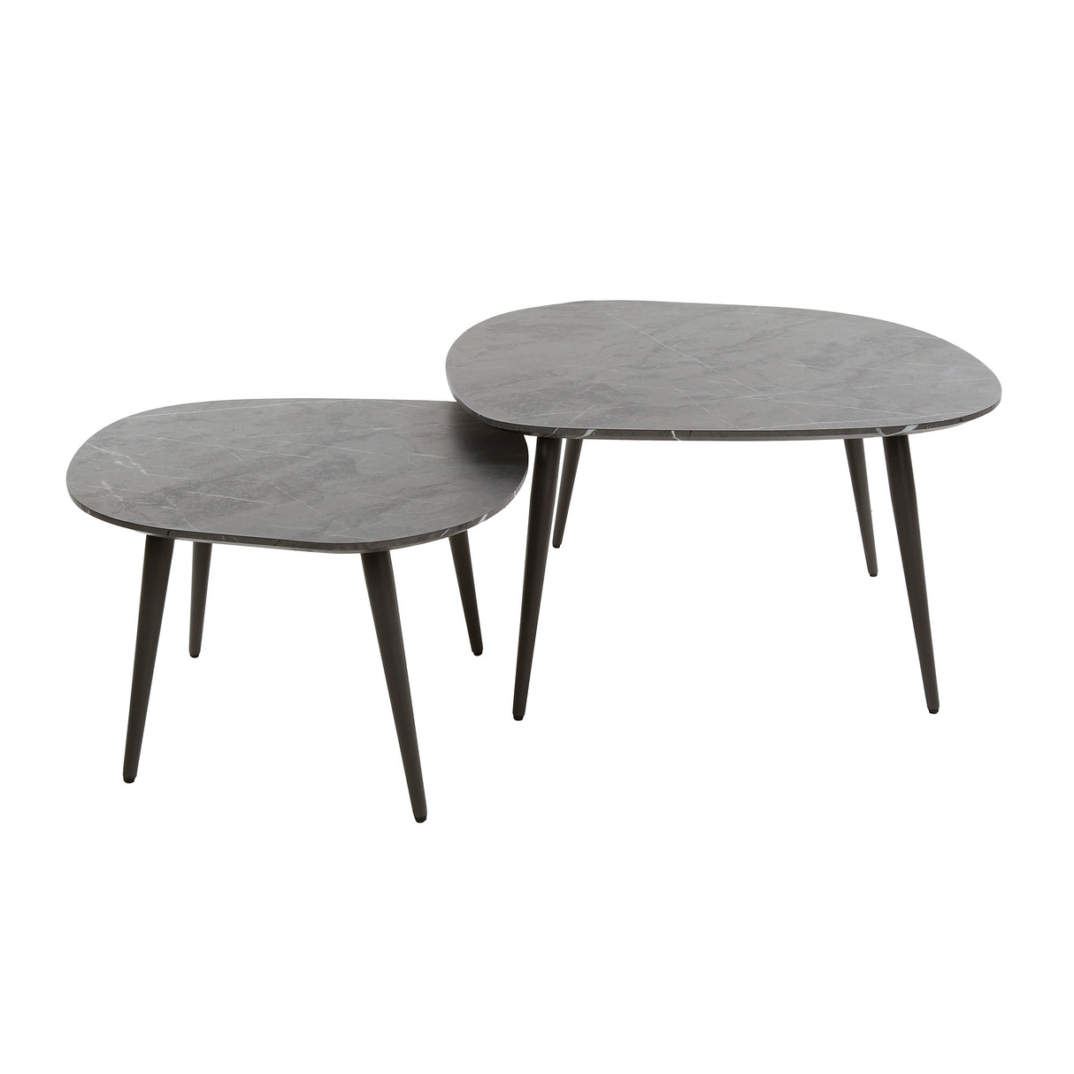 Ensemble de 2 tables basses organiques Conner aspect céramique gris