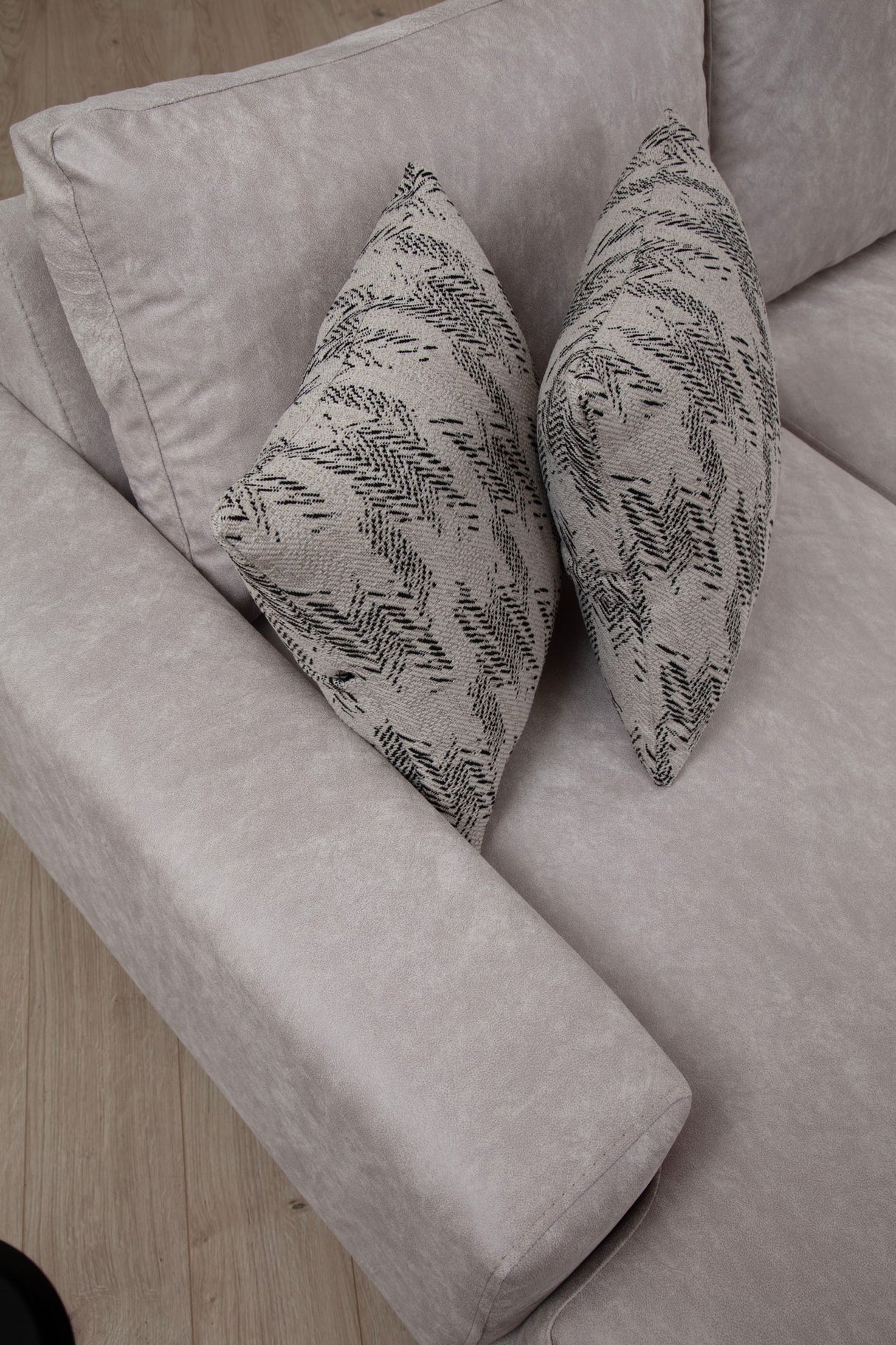 Canapé d’angle en U gris tissu 314x200 cm – Droite – Porto