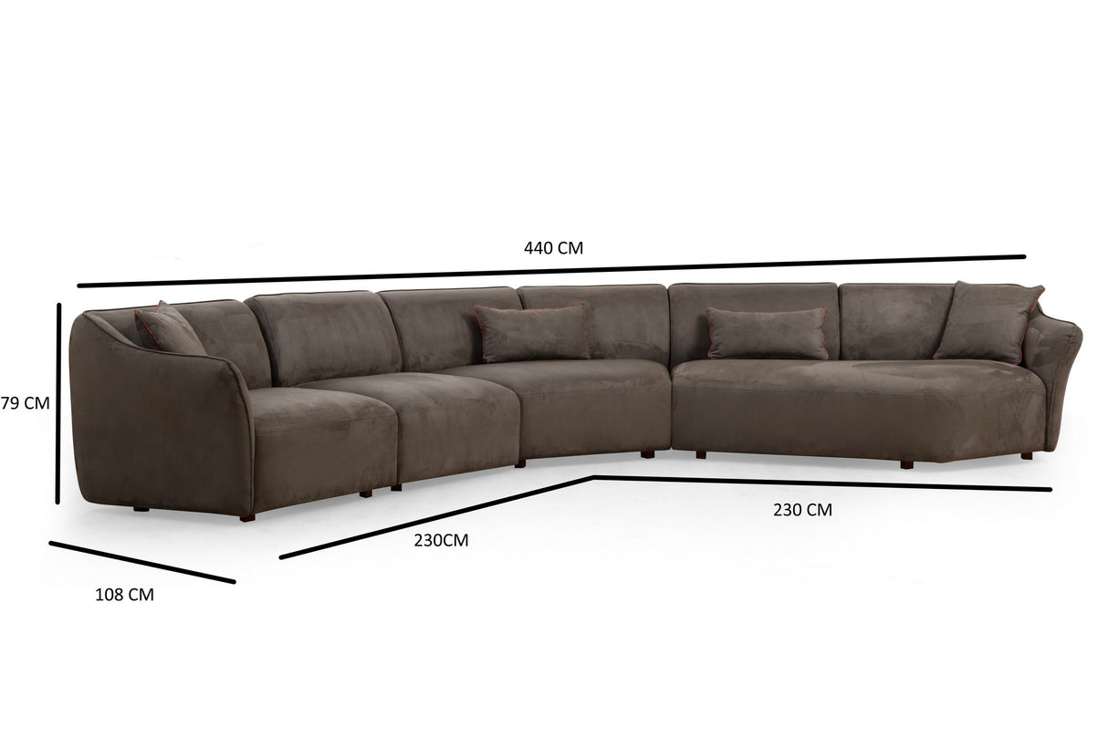 Canapé d'angle microfibre marron anthracite - 7 personnes - Mentis