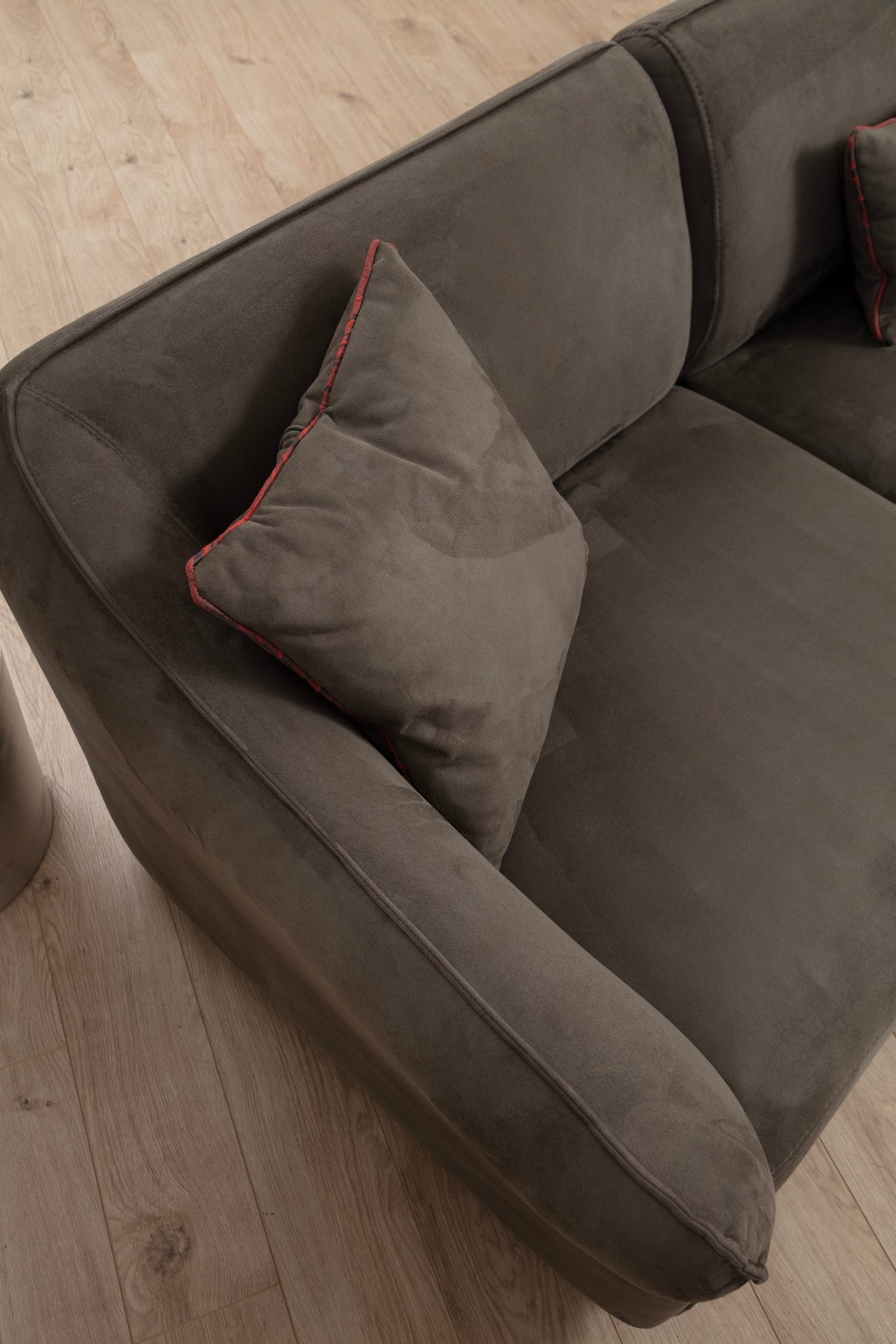 Canapé d'angle microfibre marron anthracite - 7 personnes - Mentis