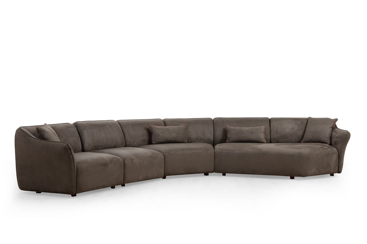 Canapé d'angle microfibre marron anthracite - 7 personnes - Mentis