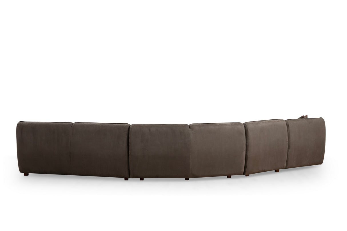 Canapé d'angle microfibre marron anthracite - 7 personnes - Mentis