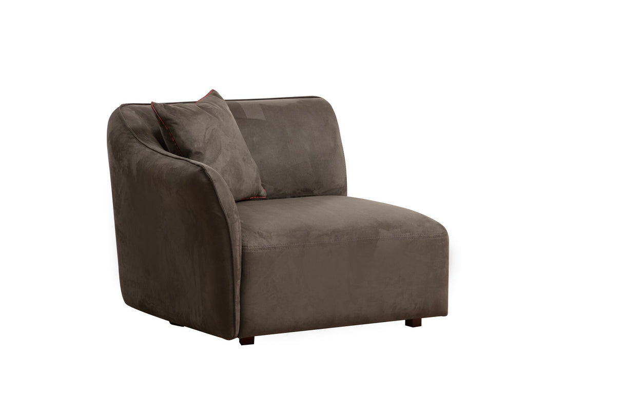 Canapé d'angle microfibre marron anthracite - 7 personnes - Mentis