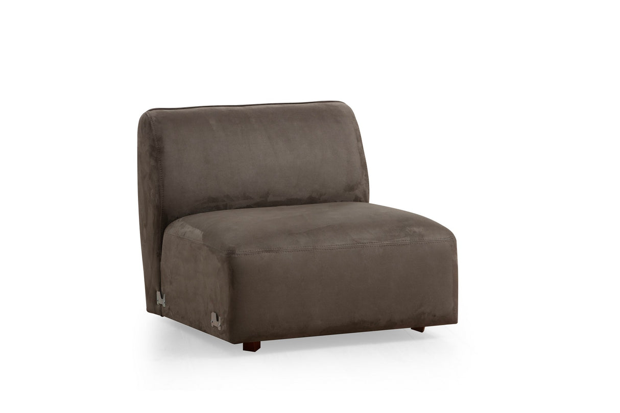 Canapé d'angle microfibre marron anthracite - 7 personnes - Mentis