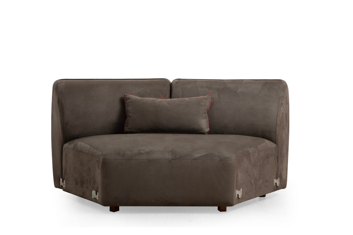 Canapé d'angle microfibre marron anthracite - 7 personnes - Mentis