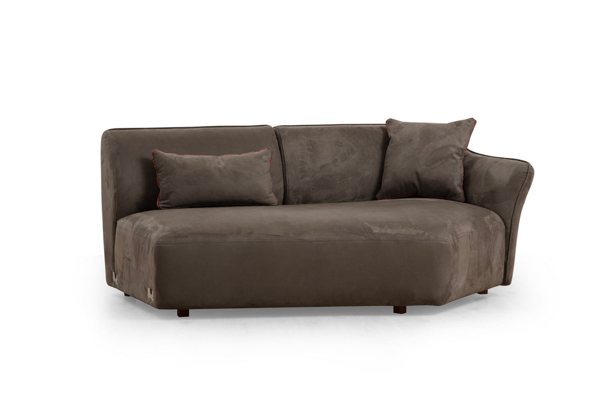 Canapé d'angle microfibre marron anthracite - 7 personnes - Mentis