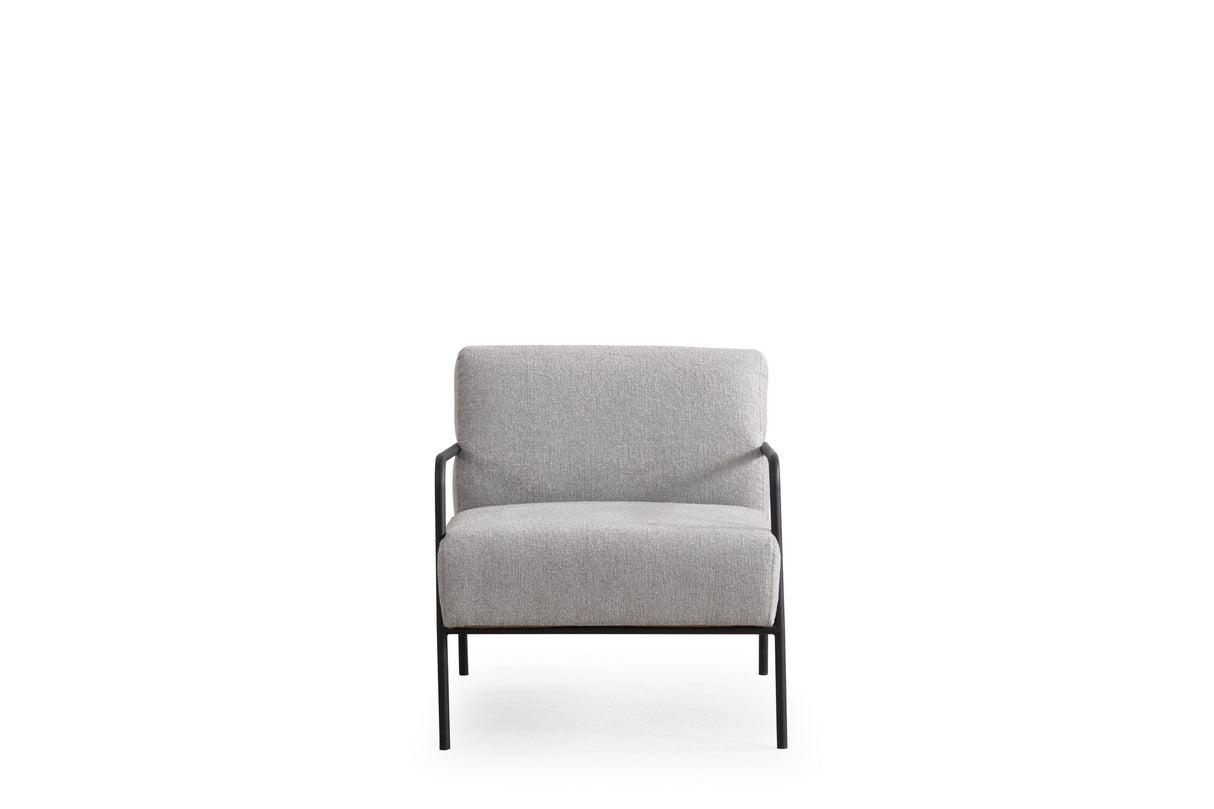 Fauteuil Moderne Eti Gris Tissu - Cadre Noir