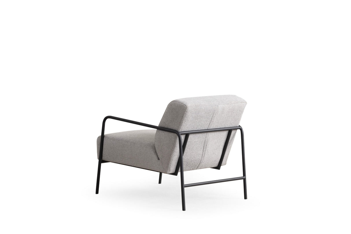 Fauteuil Moderne Eti Gris Tissu - Cadre Noir