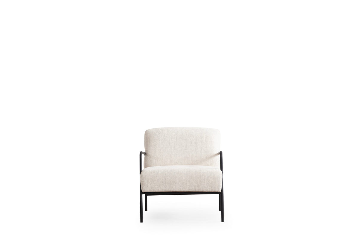 Fauteuil Moderne Eti Blanc Tissu - Cadre Noir