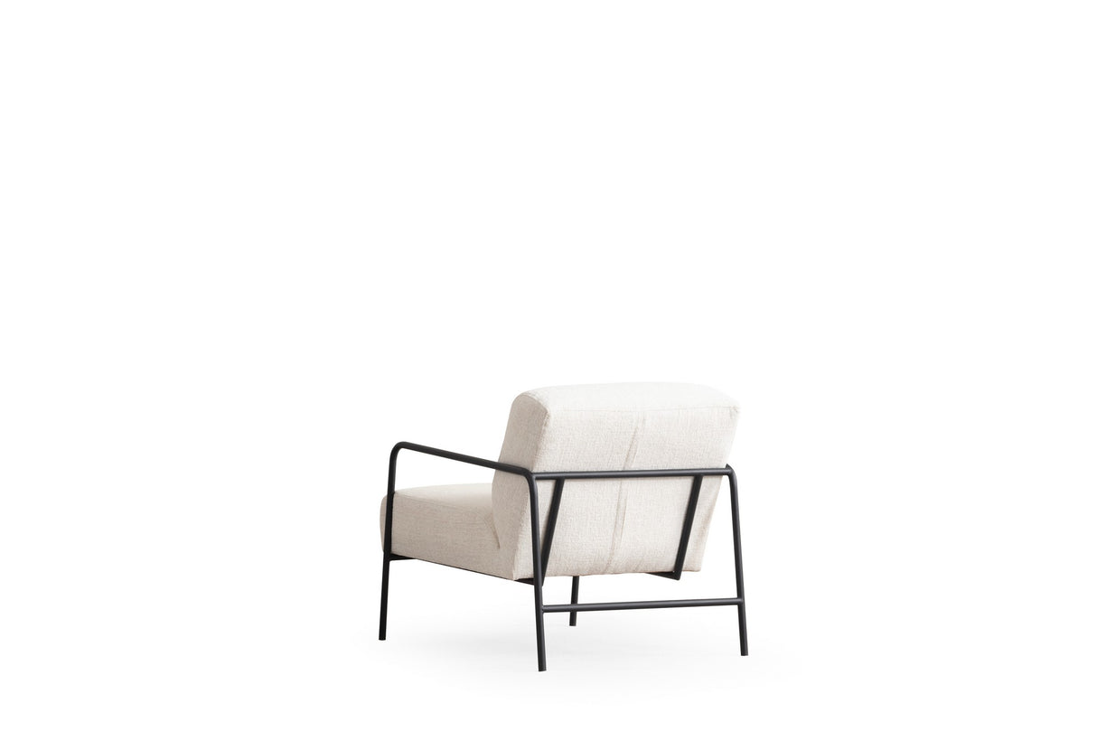 Fauteuil Moderne Eti Blanc Tissu - Cadre Noir