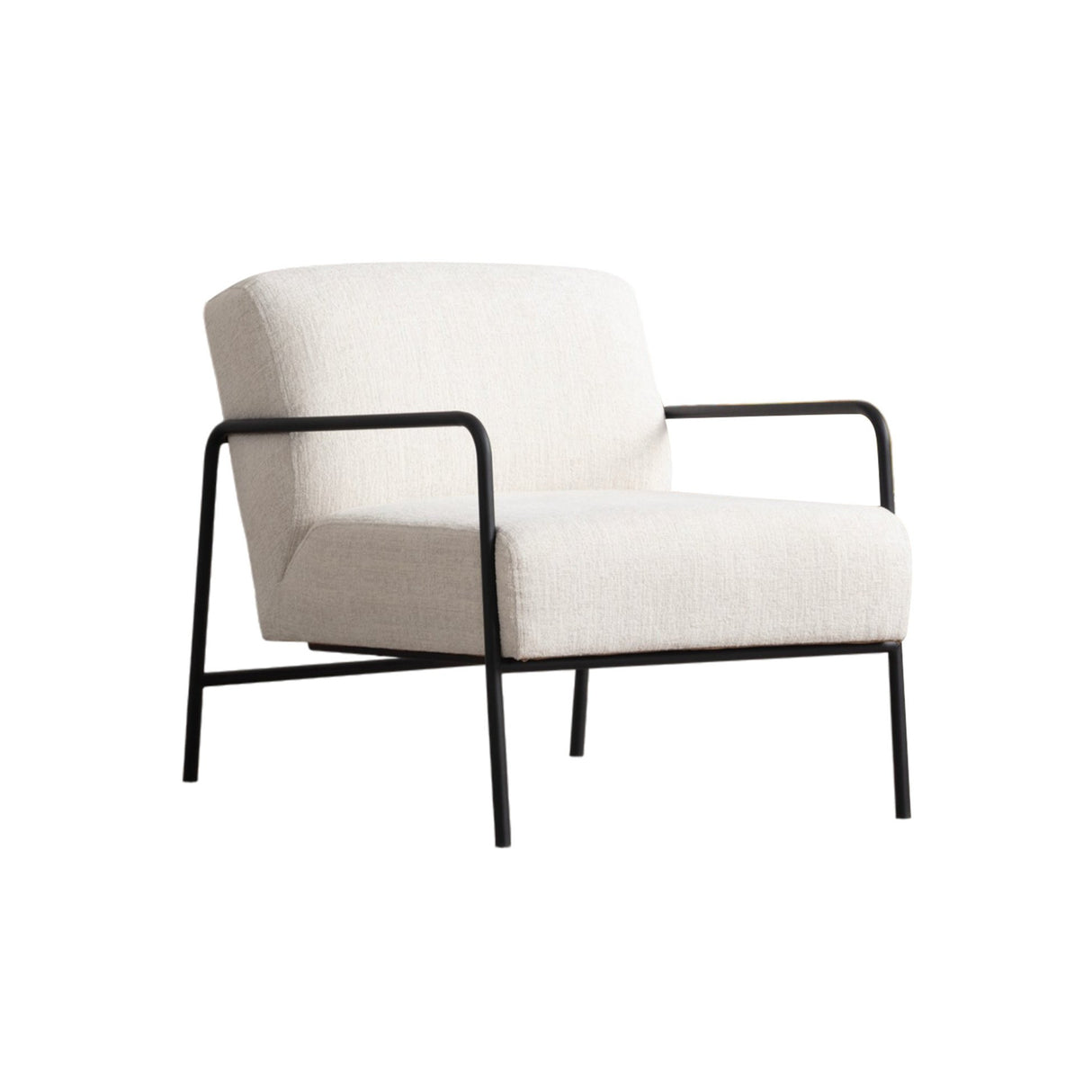 Fauteuil Moderne Eti Blanc Tissu - Cadre Noir