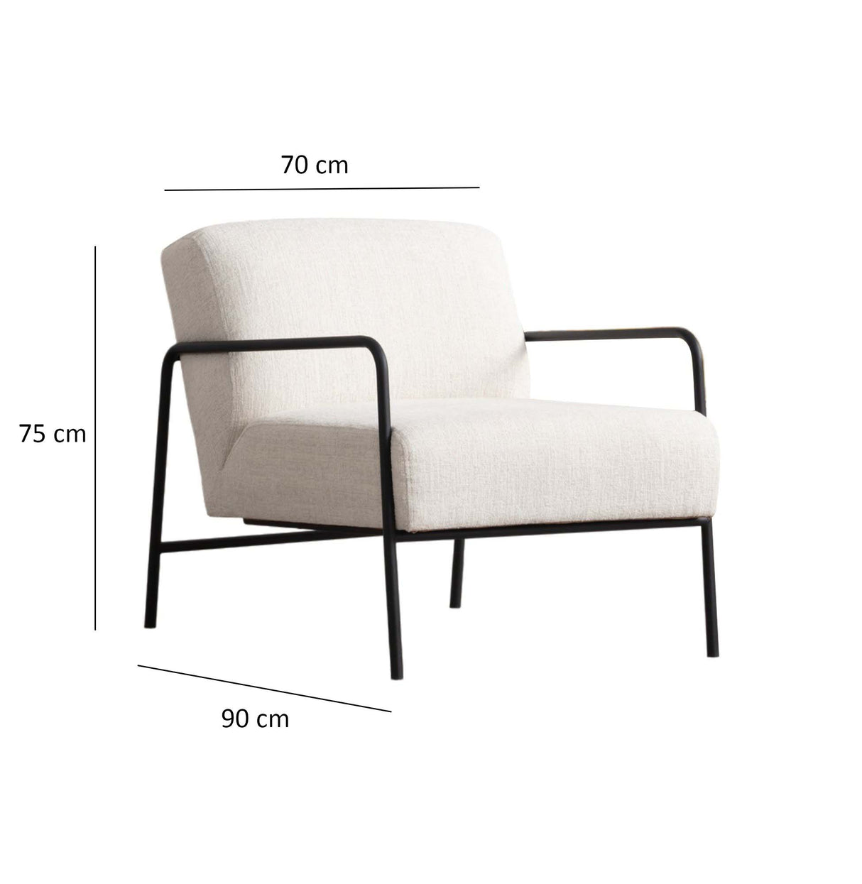 Fauteuil Moderne Eti Blanc Tissu - Cadre Noir