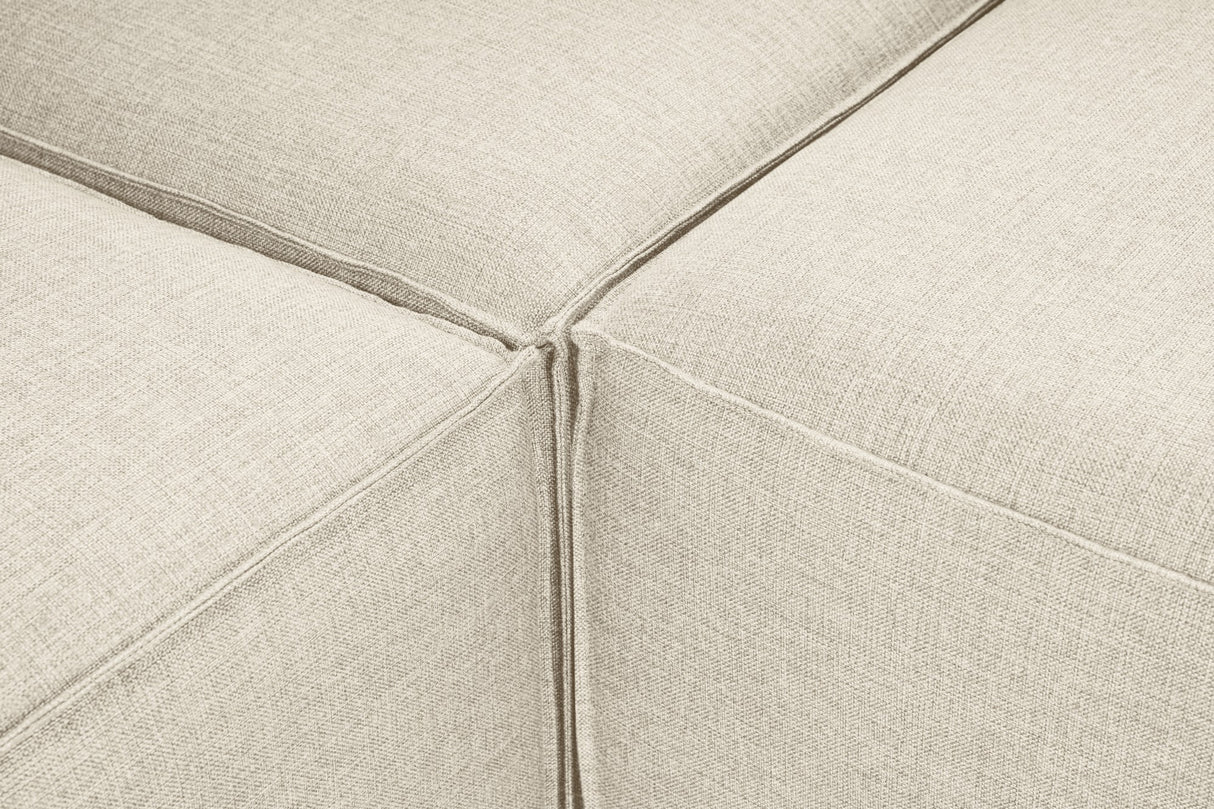 Canapé d'angle modulaire avec pouf détachable en tissu de lin beige écru Fora - gauche