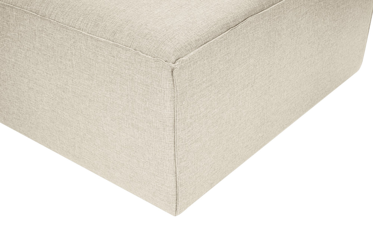 Canapé d'angle modulaire avec pouf détachable en tissu de lin beige écru Fora - gauche