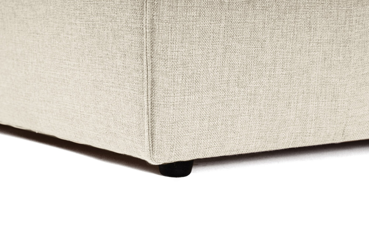 Canapé d'angle modulaire avec pouf détachable en tissu de lin beige écru Fora - gauche