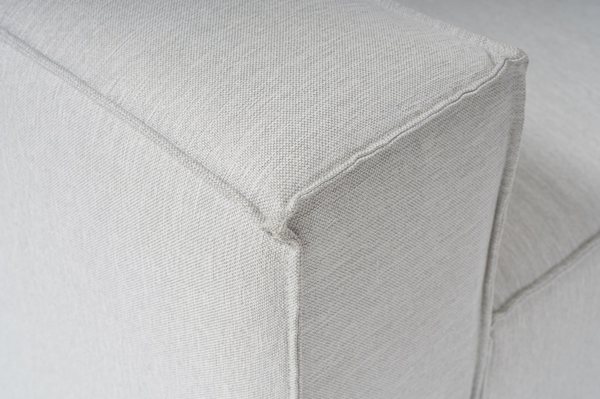 Canapé d'angle modulaire avec ottoman amovible en tissu de lin gris Fora