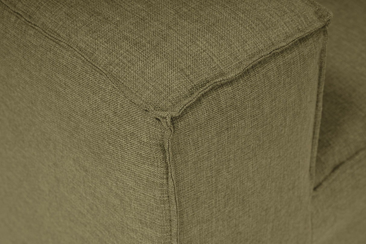 Canapé d'angle modulaire Fora avec pouf séparé en tissu lin - vert