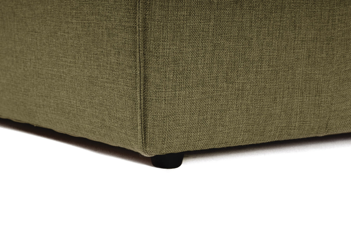 Canapé d'angle modulaire Fora avec pouf séparé en tissu lin - vert