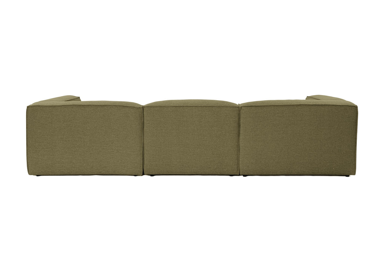 Canapé d'angle modulaire Fora avec pouf séparé en tissu lin - vert