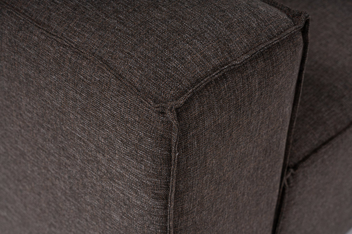 Canapé d'angle modulaire avec ottomane amovible en tissu de lin brun foncé Fora