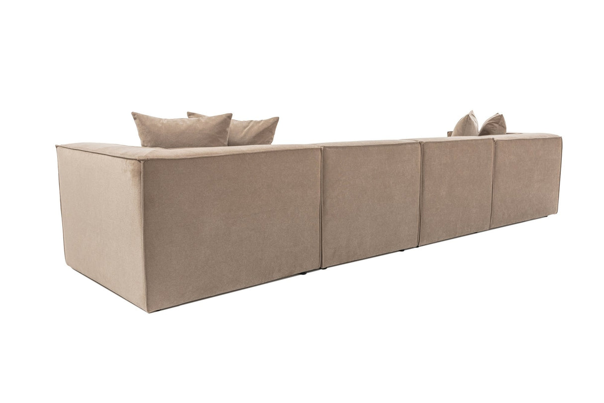 Canapé d'angle XXL modulaire cappuccino en lin 430 cm Sora