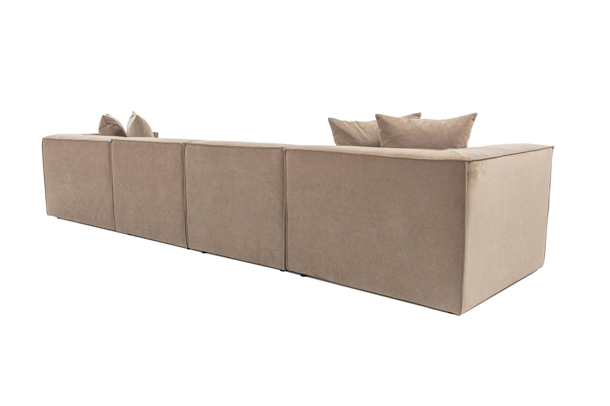 Canapé d'angle XXL modulaire cappuccino en lin 430 cm Sora