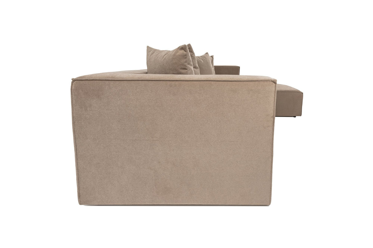 Canapé d'angle XXL modulaire cappuccino en lin 430 cm Sora