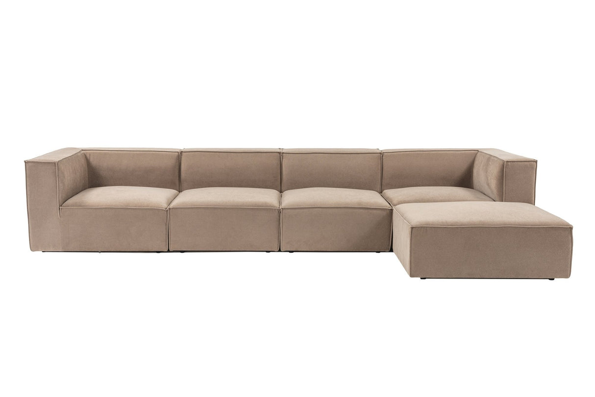 Canapé d'angle XXL modulaire cappuccino en lin 430 cm Sora