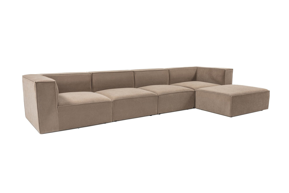 Canapé d'angle XXL modulaire cappuccino en lin 430 cm Sora