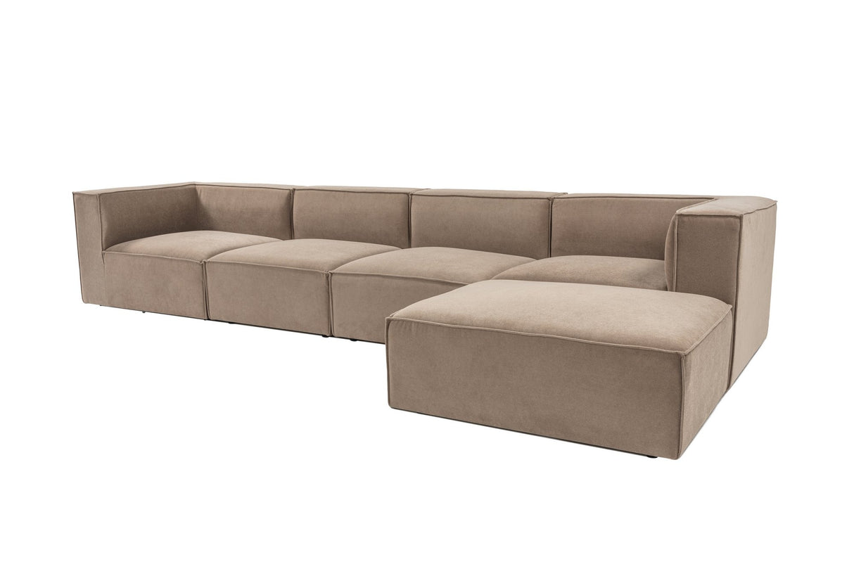 Canapé d'angle XXL modulaire cappuccino en lin 430 cm Sora