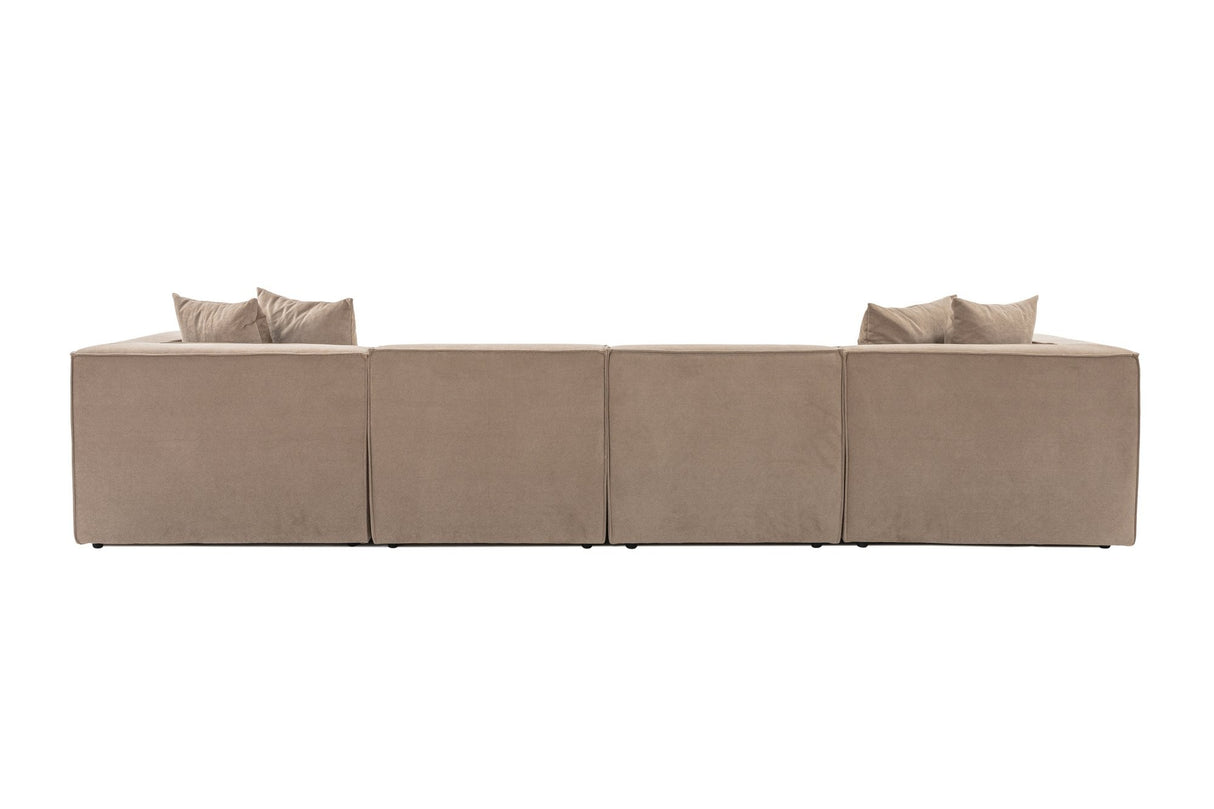 Canapé d'angle XXL modulaire cappuccino en lin 430 cm Sora