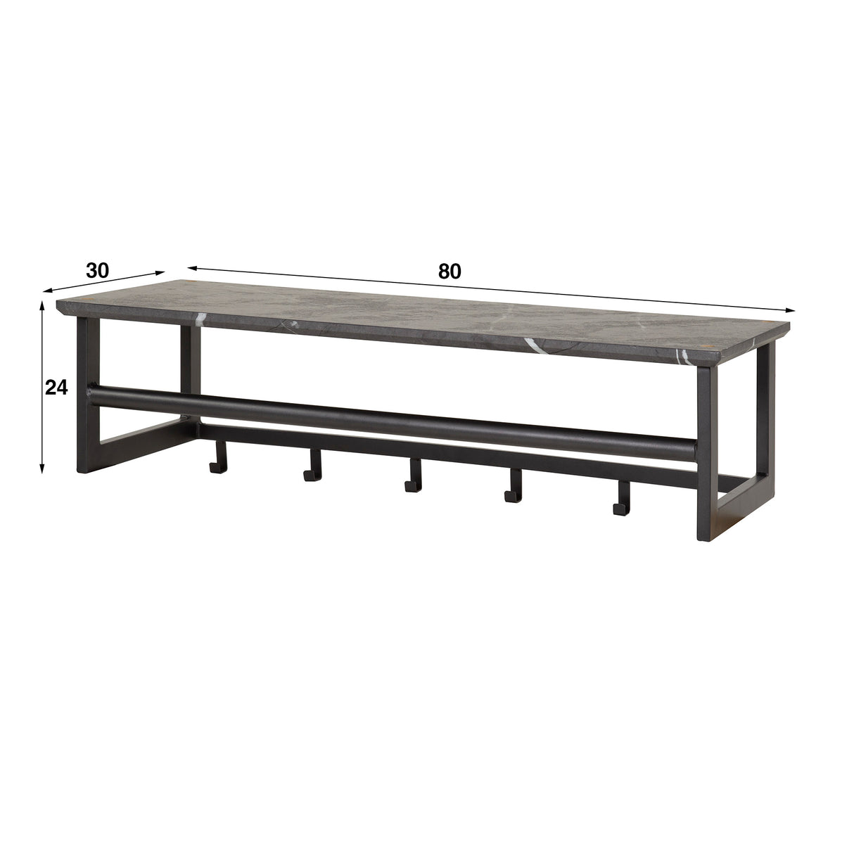 Porte-manteau Kris 6 crochets Noir - Avec barre