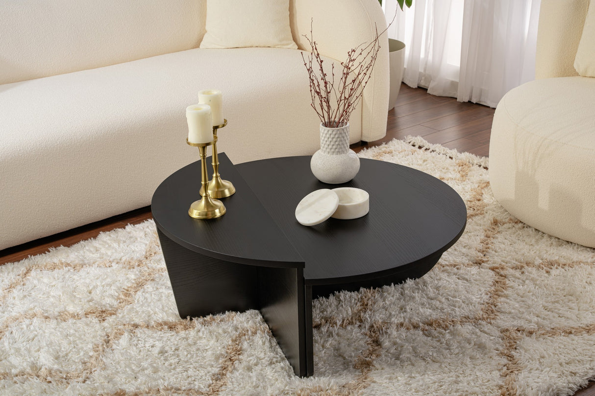 Table basse ronde noire stratifiée 85 cm Orin
