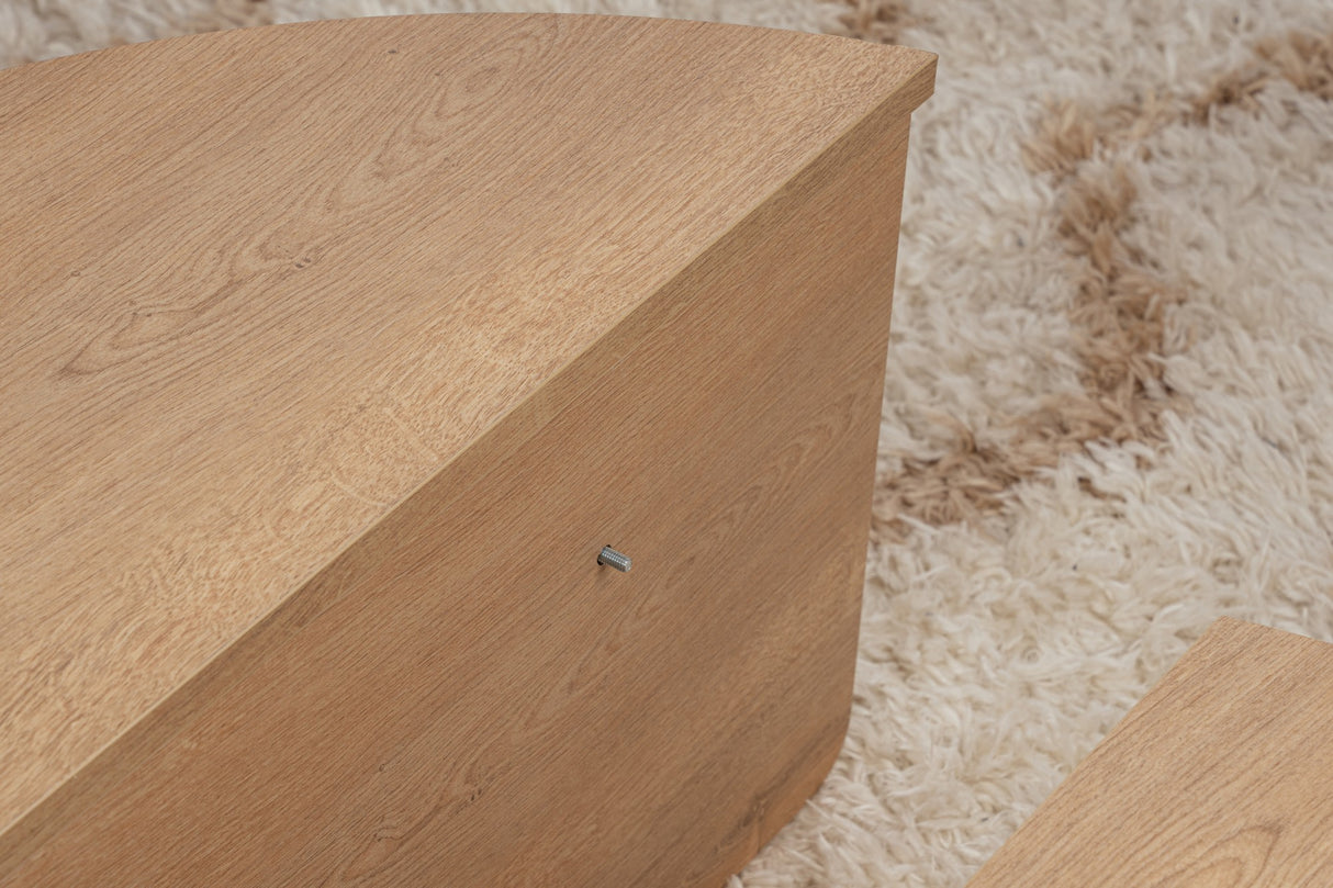 Table basse ronde naturelle 85 cm mélamine Orin