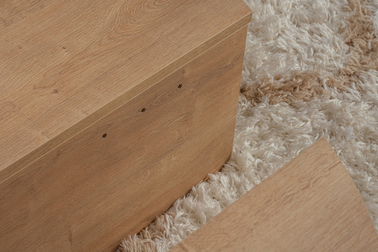 Table basse ronde naturelle 85 cm mélamine Orin