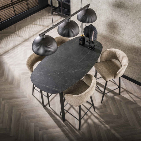 Table ovale en teck Jade 140 cm Noir aspect céramique