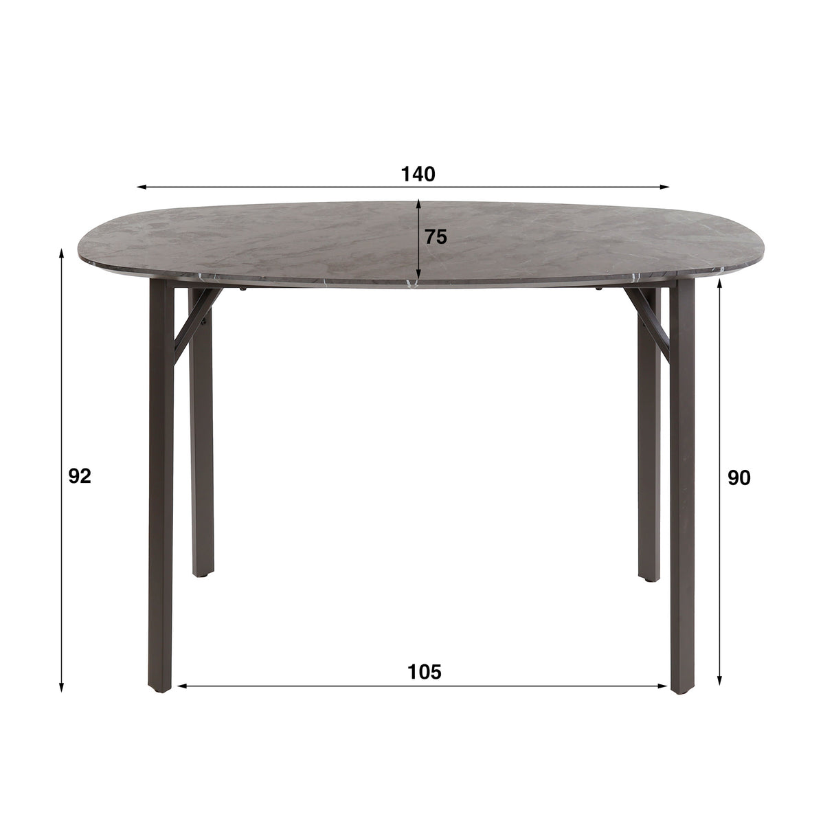 Table ovale en teck Jade 140 cm Noir aspect céramique