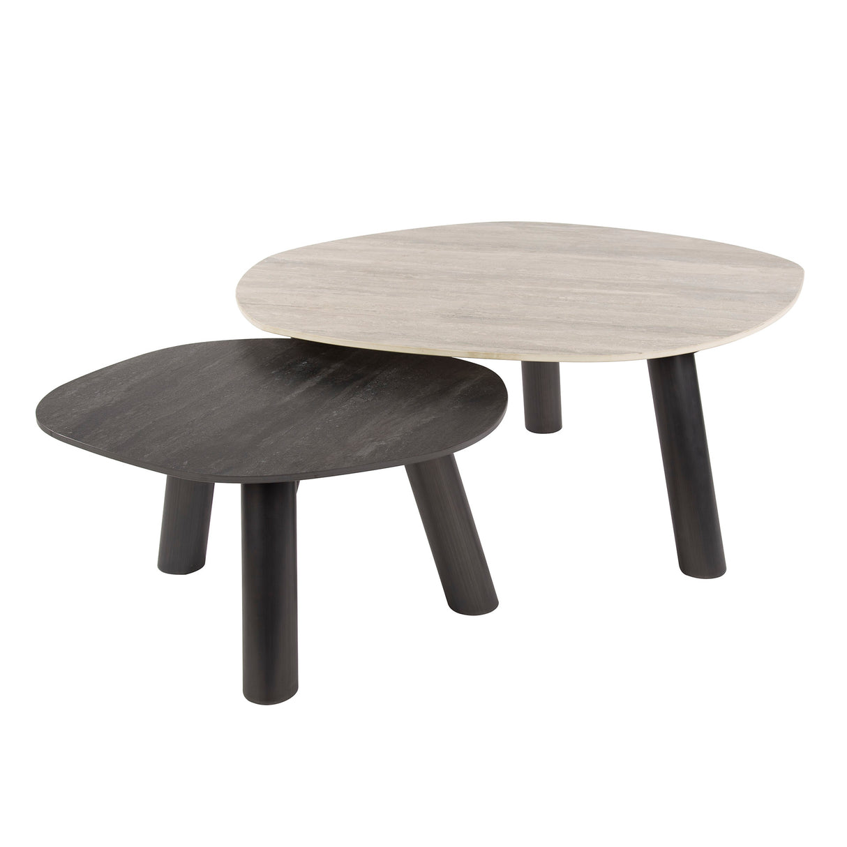 Arvo Twin ensemble de tables basses en céramique travertin 100x87 cm