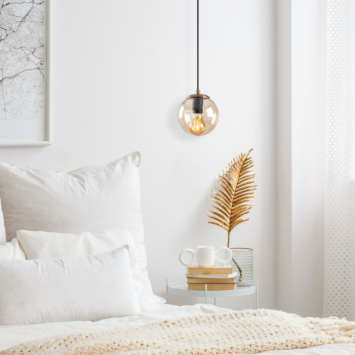 Suspension en verre jaune Comet