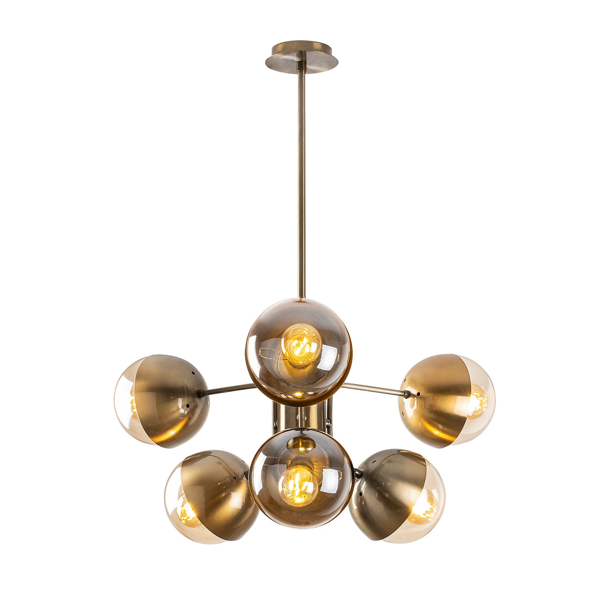Suspension 10 lumières en bronze avec verre Carina