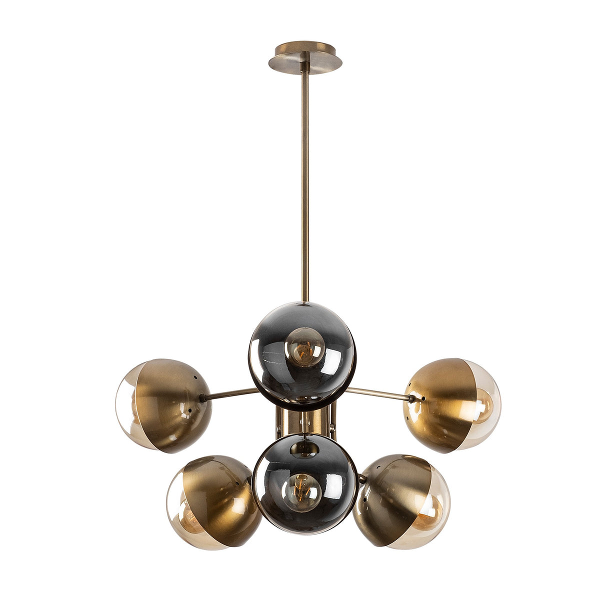 Suspension 10 lumières en bronze avec verre Carina