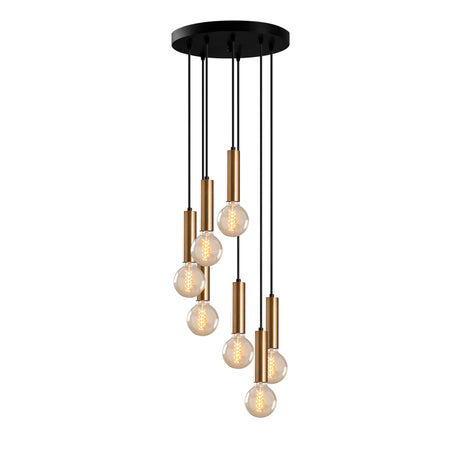 Suspension 7 lumières en métal couleur bronze Scarlet