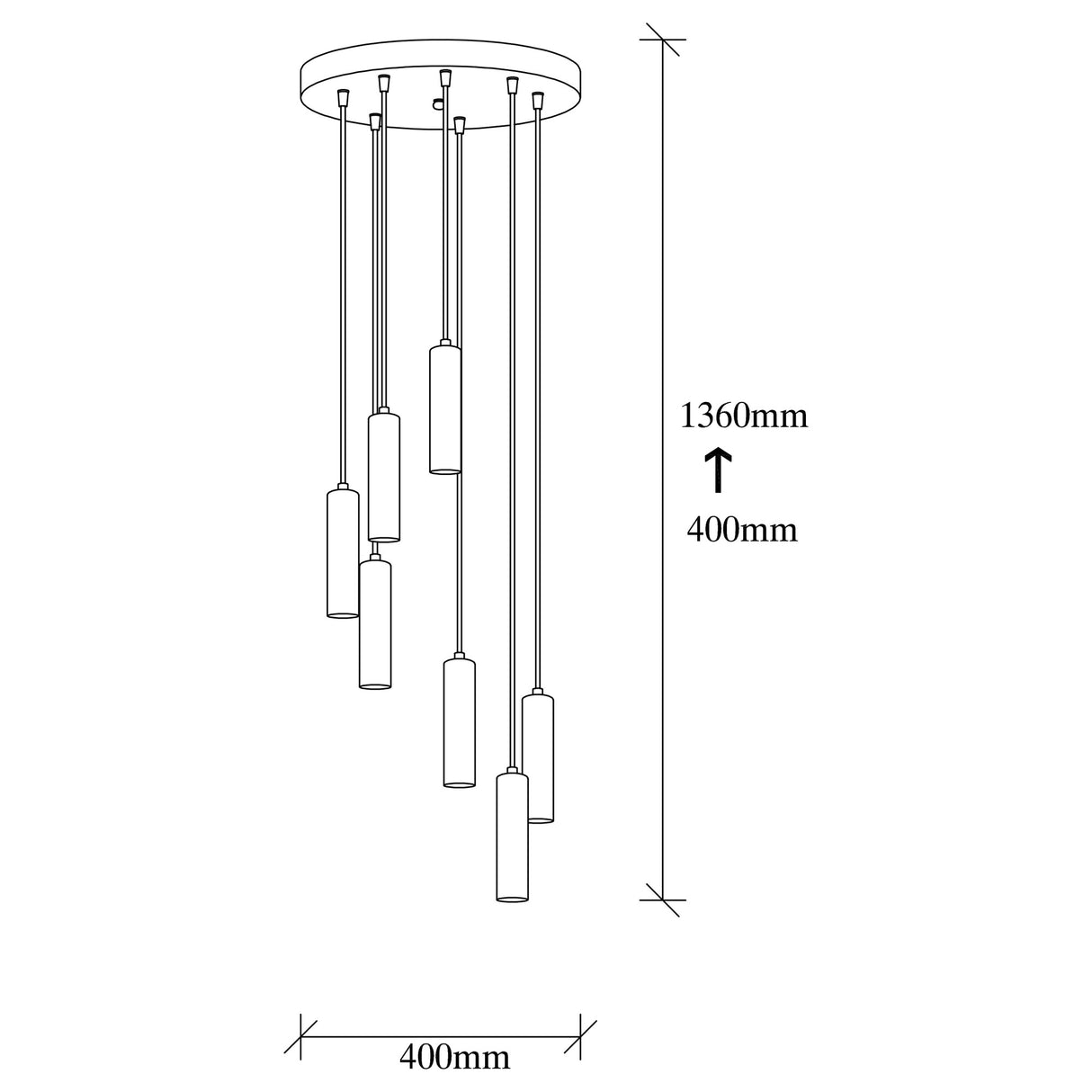 Suspension 7 lumières en métal couleur bronze Scarlet