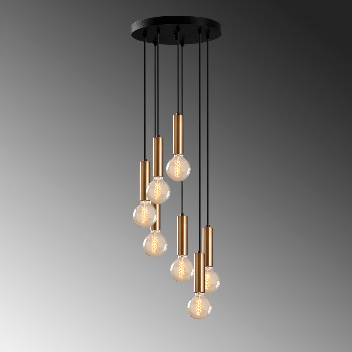 Suspension 7 lumières en métal couleur bronze Scarlet