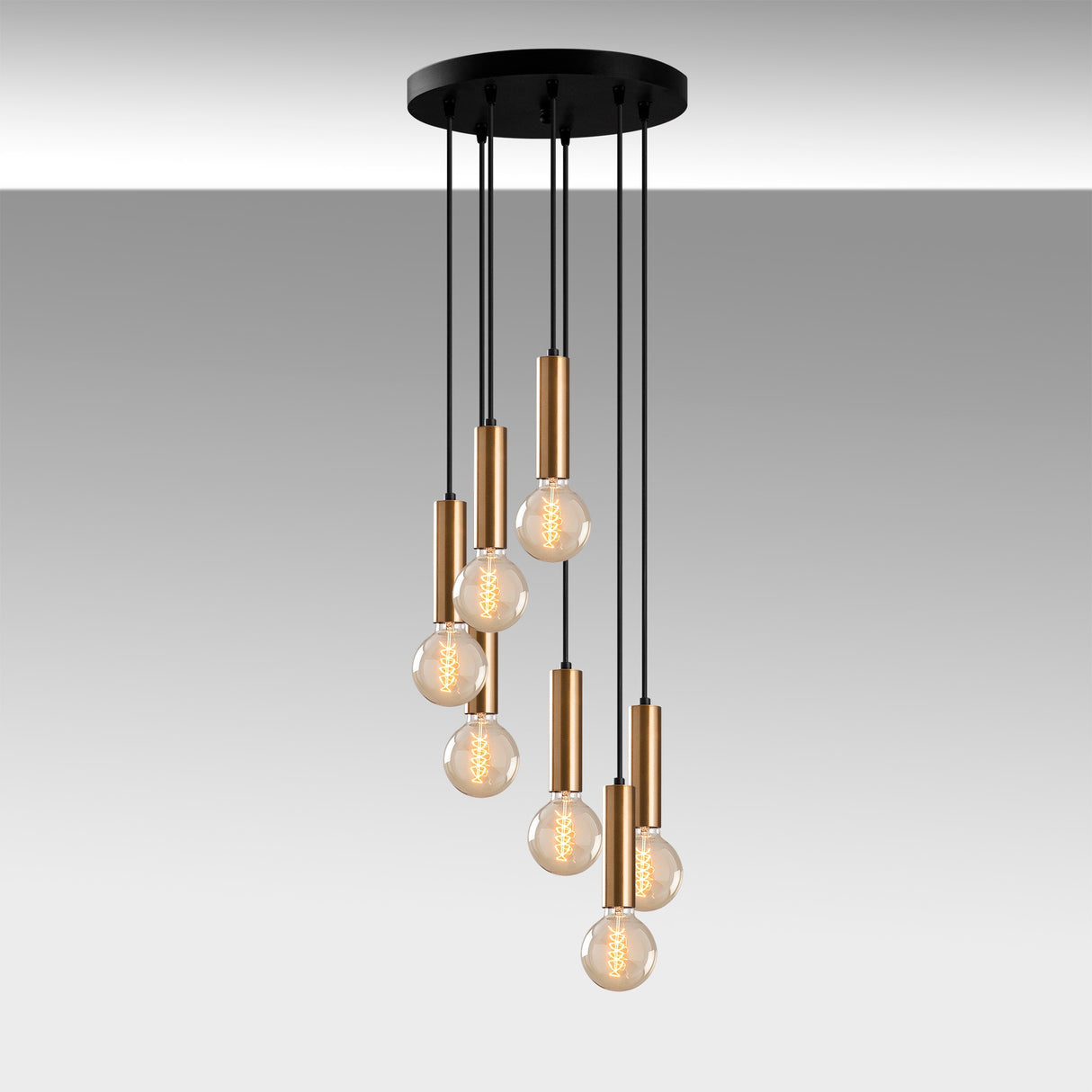 Suspension 7 lumières en métal couleur bronze Scarlet