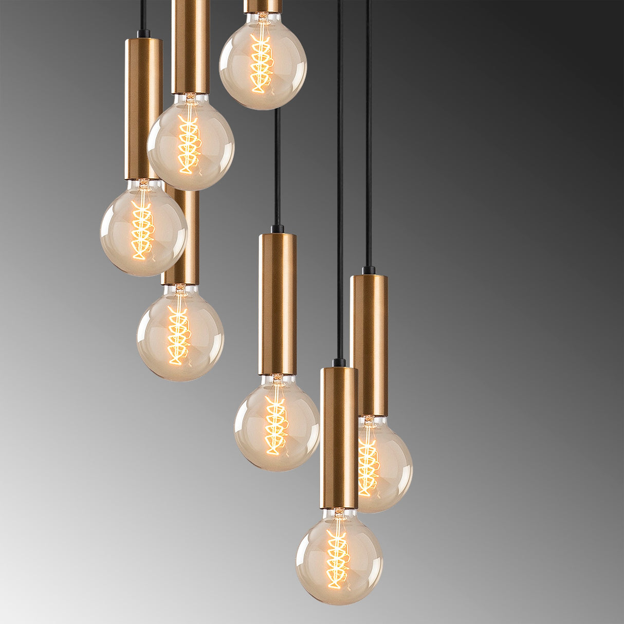 Suspension 7 lumières en métal couleur bronze Scarlet