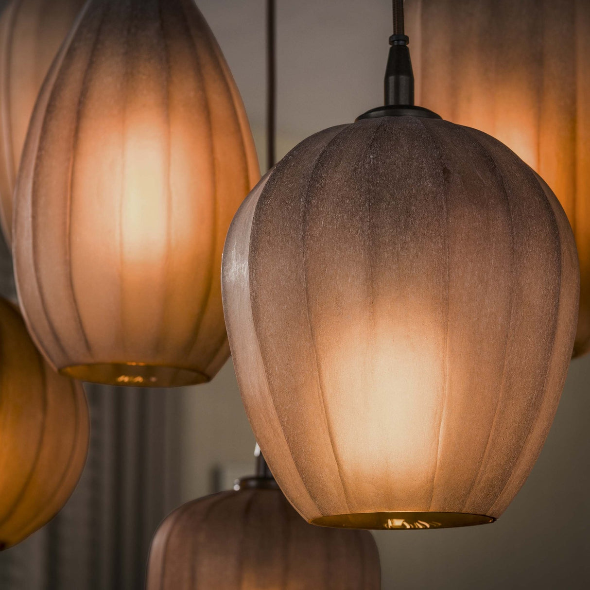 Hanglamp 7-lichts bruin frosted glas Arda