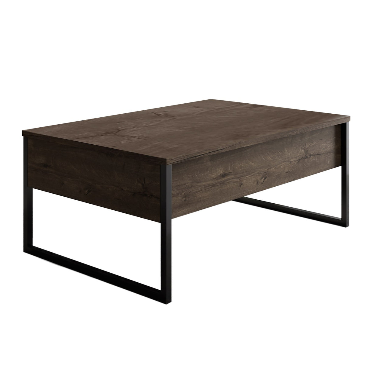 Table basse rectangulaire en noyer de luxe 90 x 60 cm - Cadre noir