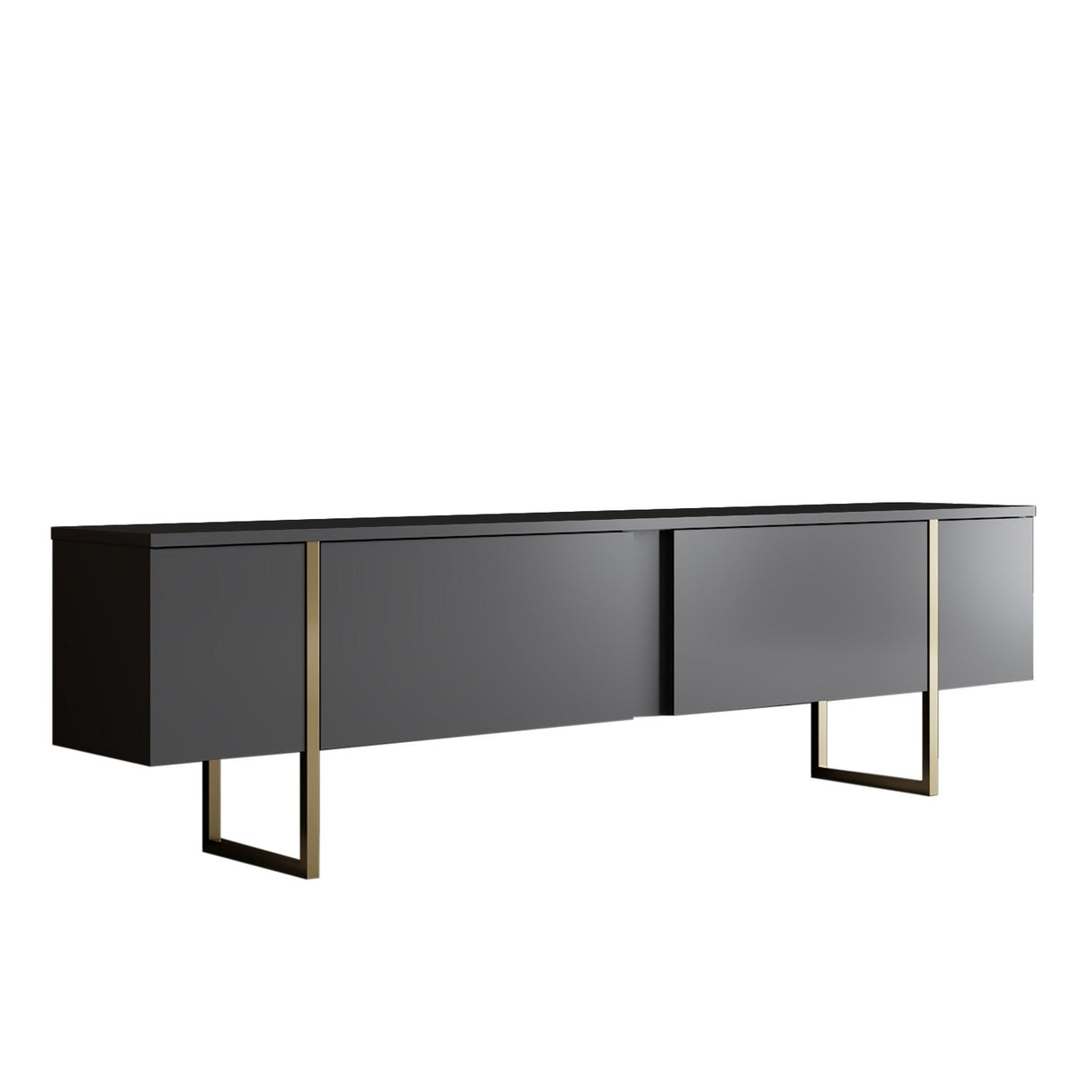 Ensemble de meubles Anthracite Luxe - Table basse + meuble TV - Cadre doré